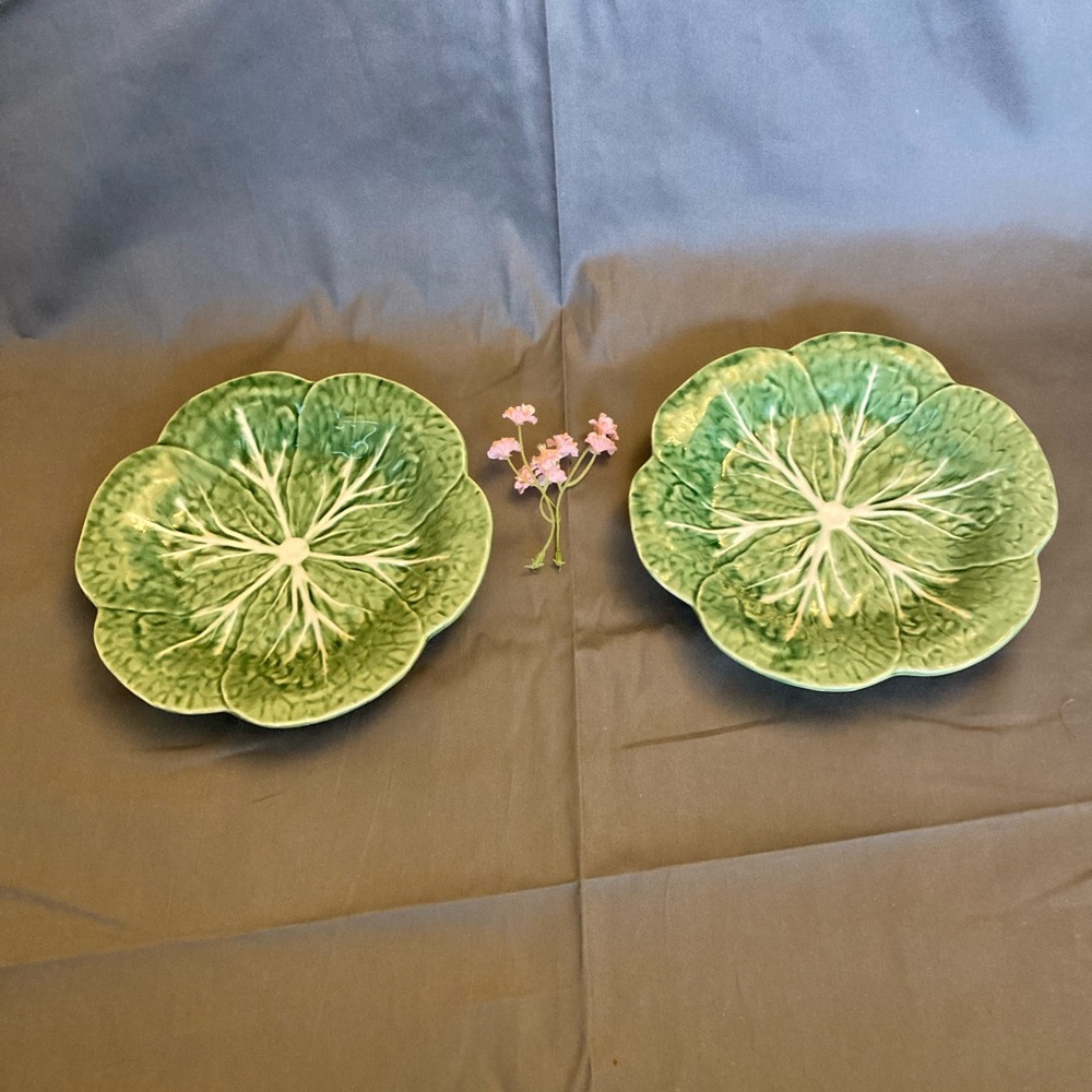 Bordallo Pinheiro Green Cabbage Luncheon Plates-Set of 2
